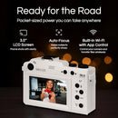 Minolta Digital Camera 56MP Photos, 4K 60FPS Video Dual-Lens Selfie - White - Like New