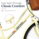 QARSWA C-100 Cruiser Bike, 26-inch comfort with Shimano 7-Speed - Cream Yellow - Like New