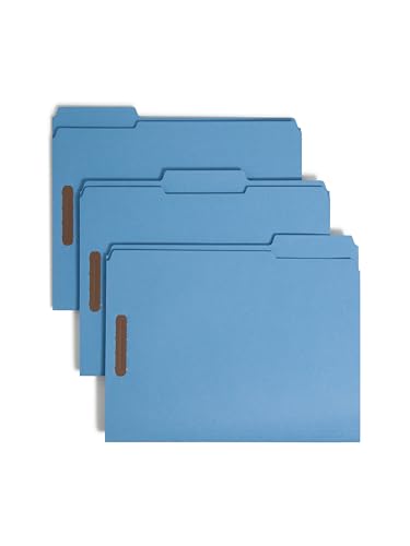 SMEAD FASTENER FILE FOLDERS 50 COUNT BLUE REINFORCED 1/3-CUT TABS 12040 - BLUE - Brand New