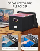 Oterri 2 Pack File Storage Organizer with Lid, Portable File Box, Black - Brand New