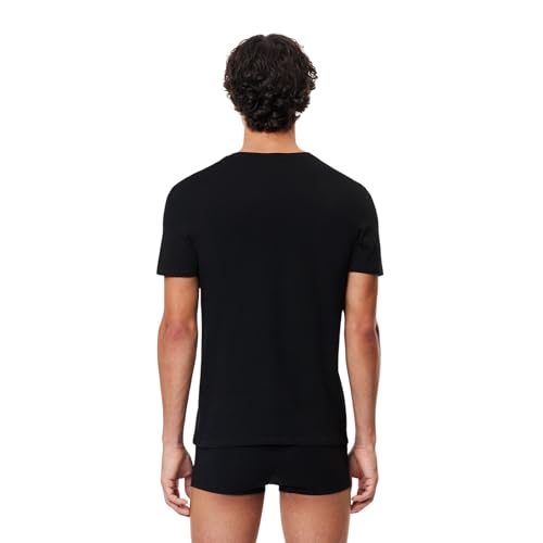 LACOSTE MEN'S 100% COTTON SLIM FIT V-NECK UNDERSHIRT, 3-PACK - L - BLACK - Like New
