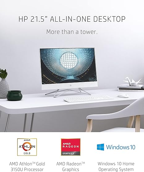 HP 22 All-in-One PC 21.5 Full HD 3150U 4GB 256GB SSD 22-df0022 - Silver Like New