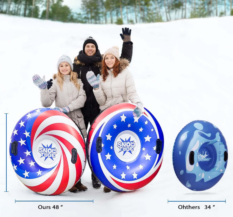 LIFECHOIC SNOW TUBES SNOW SLEDS FOR SLEDDING HEAVY DUTY - RED/WHITE/BLUE - Like New