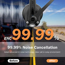 LEVN WIRELESS HEADSET BLUETOOTH HEADSET WITH MICROPHONE AI NOISE - BLACK - Brand New