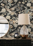Surface Style Passerine Pavilion Floral Peel and Stick Wallpaper, (Charcoal) - Brand New