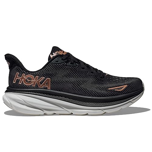 1127896 HOKA ONE ONE Clifton 9 Women's Running Shoes Black/Rose Gold Size 7.5 Like New