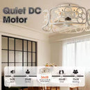 FARMHOUSE 18 IN. FARMHOUSE FLUSH MOUNT CEILING FAN W/ LIGHT AND REMOTE - WHITE - Like New