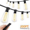 Brightever Outdoor String Lights with Remote, 200FT LED Patio - Scratch & Dent