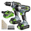 WORKPRO 20V CORDLESS DRILL COMBO KIT, DRILL DRIVER, 2X 2,0AH - GRAY/GREEN - Like New