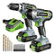 WORKPRO 20V CORDLESS DRILL COMBO KIT, DRILL DRIVER, 2X 2,0AH - GRAY/GREEN - Like New
