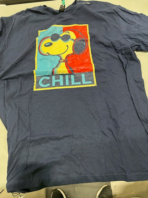 GILDAN NAVY BLUE XL SNOOPY CHILL T SHIRT - NAVY - Like New