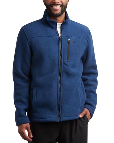 SPYDER MEN'S STRIPE FLEECE FULL ZIP - SIZE: MEN L - NAVY - Brand New