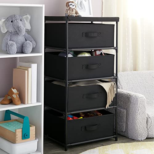 JUVALE 4-TIER TALL CLOSET DRESSER WITH DRAWERS CLOTHES ORGANIZER SMALL - BLACK - Brand New