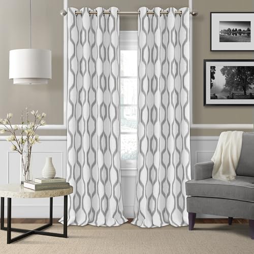 Elrene Home Fashions Renzo Ikat Geometric Room-Darkening Window Curtain - Like New