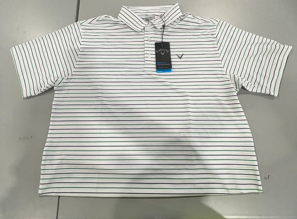 CALLAWAY MEN'S SURPRISE POLO - SIZE: MEN XL - WHITE/GREEN/NAVY - Like New