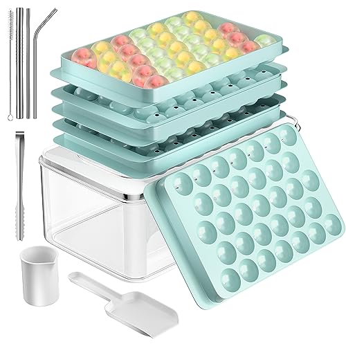 EMYIE Ice Cube Tray Round Ice Trays with Lid and Bin Ice Ball Maker 3 Pack Green Like New