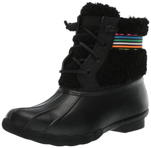 SPERRY MENS SHOES WOMEN'S SALTWATER SHERPA BOOT - SIZE WOMEN'S 8, RAINBOW BLACK - Like New