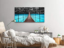 S04350 Canvas Print of Suspension Bridge Over Blue River - Framed - Brand New