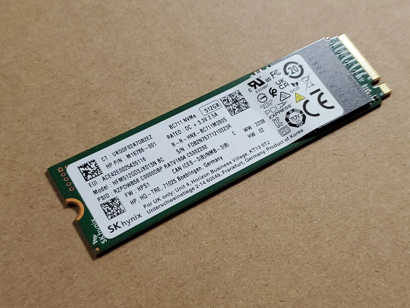 SK HYNIX 512GB M.2 BC711 NVME 80MM SSD - GREEN - Like New