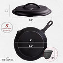 Cuisinel Cast Iron Skillet Lid - 8" Pre-Seasoned Covered Frying Pan Set - BLACK Like New