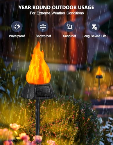 ANMEIX SOLAR CHRISTMAS LIGHTS OUTDOOR UPGRADED SOLAR TORCH LIGHTS 4 PACK BLACK - Like New