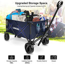 LUXCOL Collapsible Folding Wagon Heavy Duty Utility Beach Wagon Cart - Dark Blue - Brand New
