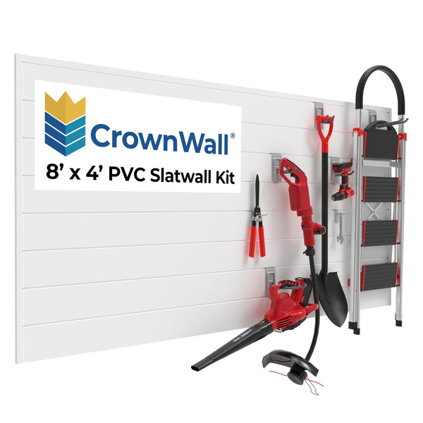 CROWNWALL PVC SLAT WALL PANELS GARAGE WALL AND HOME ORGANIZER STORAGE SYSTEM - Like New