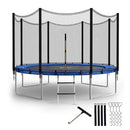 YSSOA Trampoline 12FT with Safety Enclosure Net Wind Stakes 400LBS - Blue - Like New