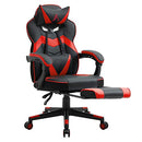 AJS Adjustable Swivel PU Leather Office Chair, Footrest, B08QN8J832 (RED) - Brand New