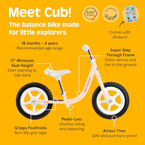 RETROSPEC CUB TODDLER 12" BALANCE BIKE NO PEDAL BEGINNER KIDS - BLUSH - Brand New