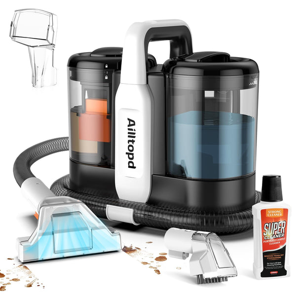 AILLTOPD PORTABLE CARPET & UPHOLSTERY SPOT CLEANER, POWERFUL SUCTION - BLACK - Like New