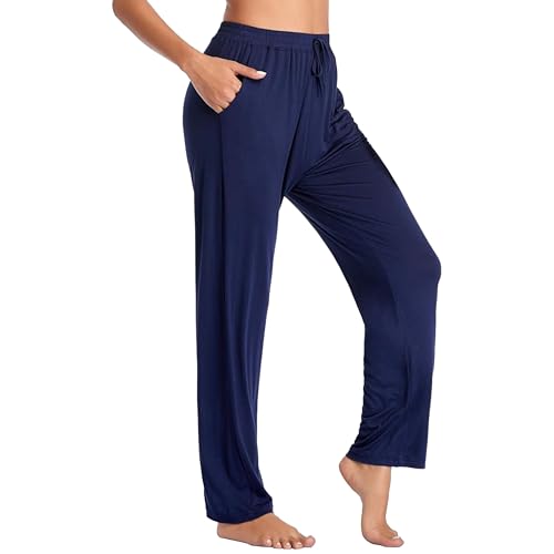 GALAXY BY HARVIC WOMEN'S LOOSE FIT CLASSIC LOUNGE PANTS NAVY SIZE: WOMEN L - Brand New