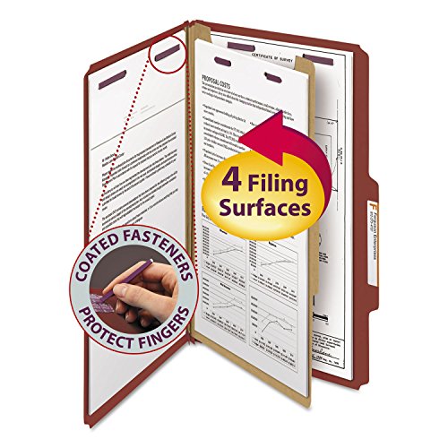 Smead Pressboard Classification File Folder, SafeSHIELD Fasteners, 1 Divider, 2" - Brand New