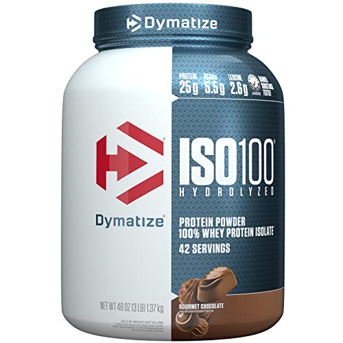 DYMATIZE ISO 100 WHEY PROTEIN POWDER ISOLATE, GOURMET CHOCOLATE, 3 LBS - WHITE - Brand New