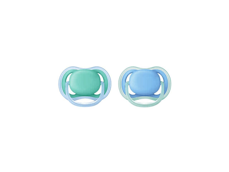 Philips Avent Ultra Air Pacifier, 6-18 Months, Blue/Green, 2-pack, SCF244/22
