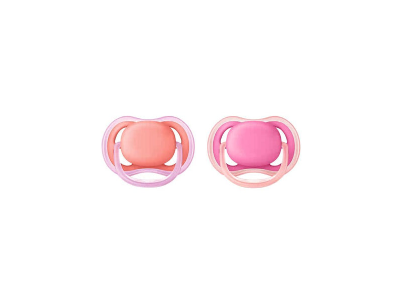 Philips Avent Ultra Air Pacifier, 6-18 Months, Pink/Peach, 2-pack, SCF245/22