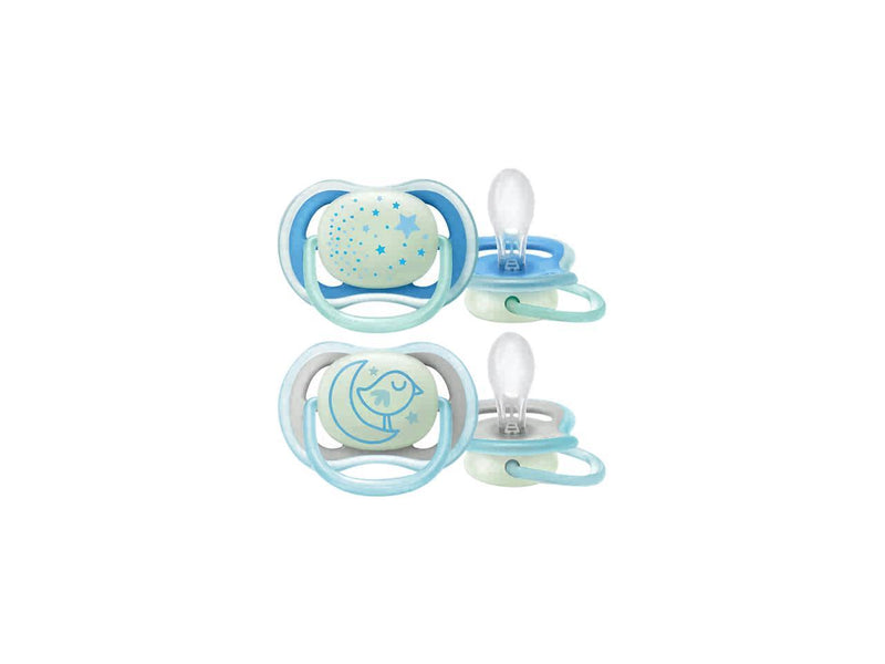 Philips Avent Ultra Air Nighttime Pacifier, 6-18 Months, Blue, 2-pack, SCF376/21