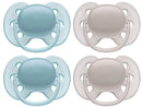 Philips Avent Ultra Soft Pacifier, 6-18 months, Teal and Gray Colors, 4 pack,