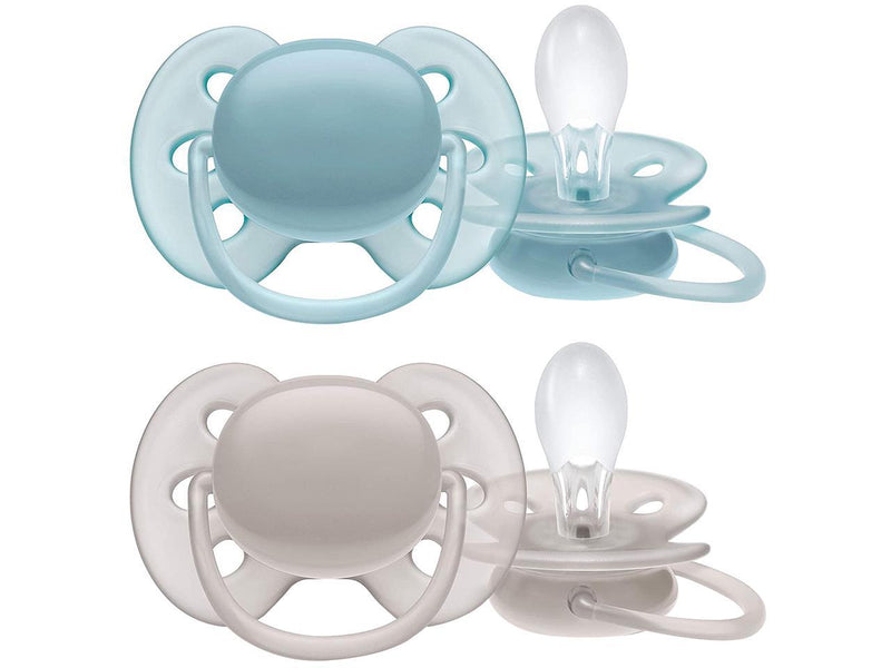 Philips Avent Ultra Soft Pacifier, 6-18 months, Teal and Gray Colors, 4 pack,