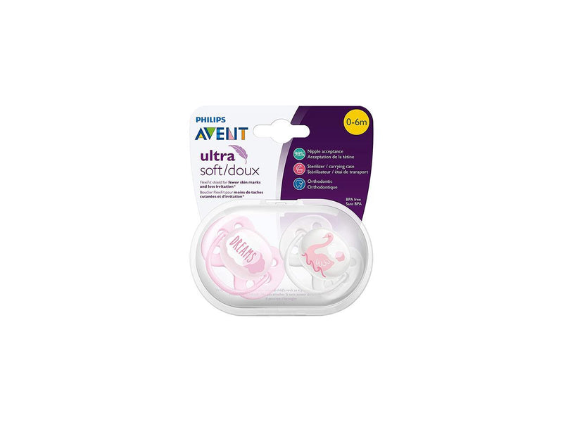 Philips Avent Ultra Soft Pacifier, 0-6 months, Dreams and Swan Designs, 4 pack,