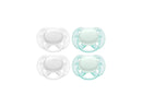 Philips Avent Ultra Soft Pacifier, 0-6 months, Arctic White / Green, 4 pack,