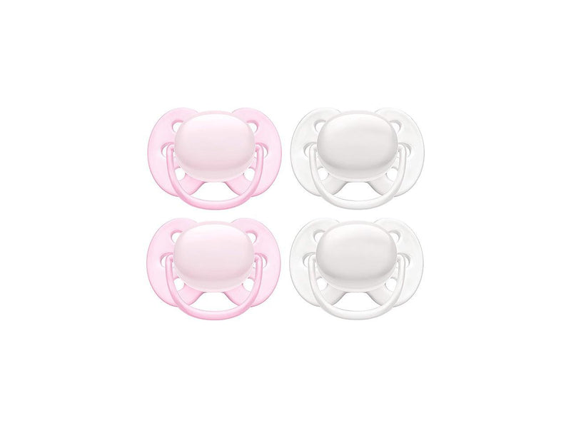 Philips Avent Ultra Soft Pacifier, 0-6 months, Arctic White / Pink, 4 pack,