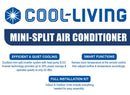 Cool Living 12,000 BTU 23 SEER2 230V Mini Split Air Conditioner, 2 BOXES - WHITE - Like New