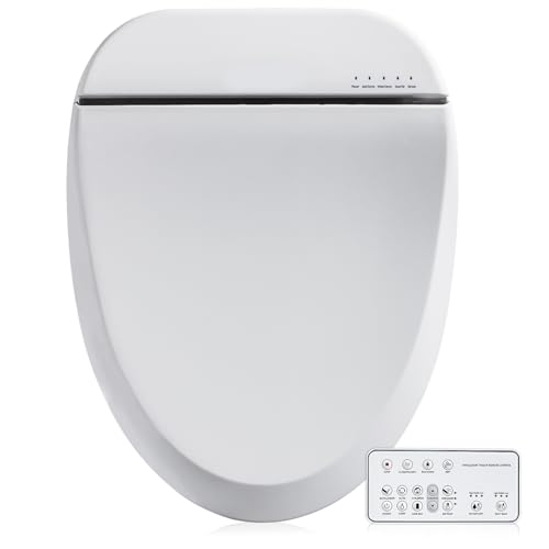 ZMJH BIDET TOILET SEAT VORTEX WASH WARM DRYER REMOTE NIGHT LIGHT ELONGATED WHITE - Like New