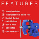 EXXO 5-inch Bench and Pipe Vise Heavy Ductile Iron 50,000 PSI 360 Degree, 8810 - Like New