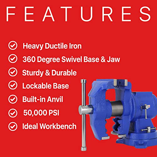 EXXO 5-inch Bench and Pipe Vise Heavy Ductile Iron 50,000 PSI 360 Degree, 8810 - Like New