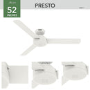 HUNTER FAN COMPANY PRESTO 52" CEILING FAN WITH WALL CONTROL - - Scratch & Dent