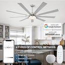 SODSEA OUTDOOR CEILING FAN WITH LIGHT, 72 INCH CEILING FAN - BRUSHED NICKEL - Like New