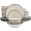 ELAMA GIA 24 PIECE STONEWARE DINNERWARE SET CREAM - Brand New
