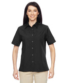 M545W Harriton Ladies Advantage Snap Closure Short-Sleeve Shirt Black L - Like New